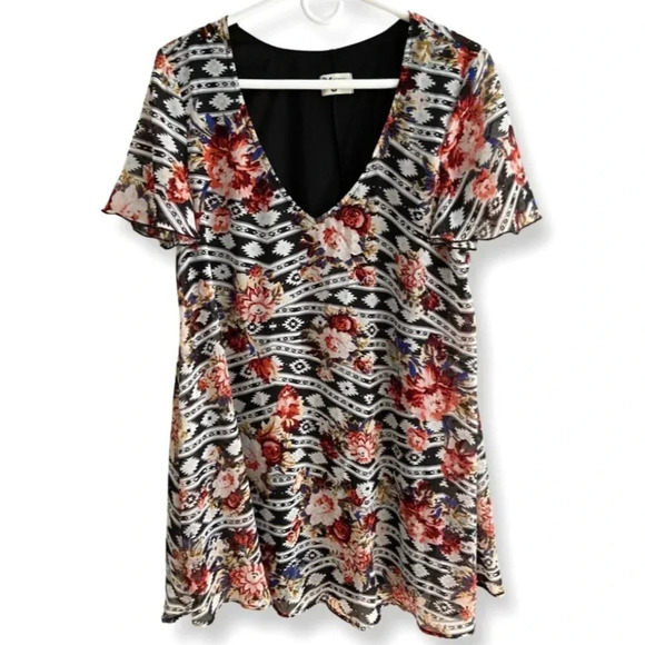 Show Me Your Mumu Large Short Sleeve Kylie Mini Dress Spring Festival Floral - Picture 2 of 11